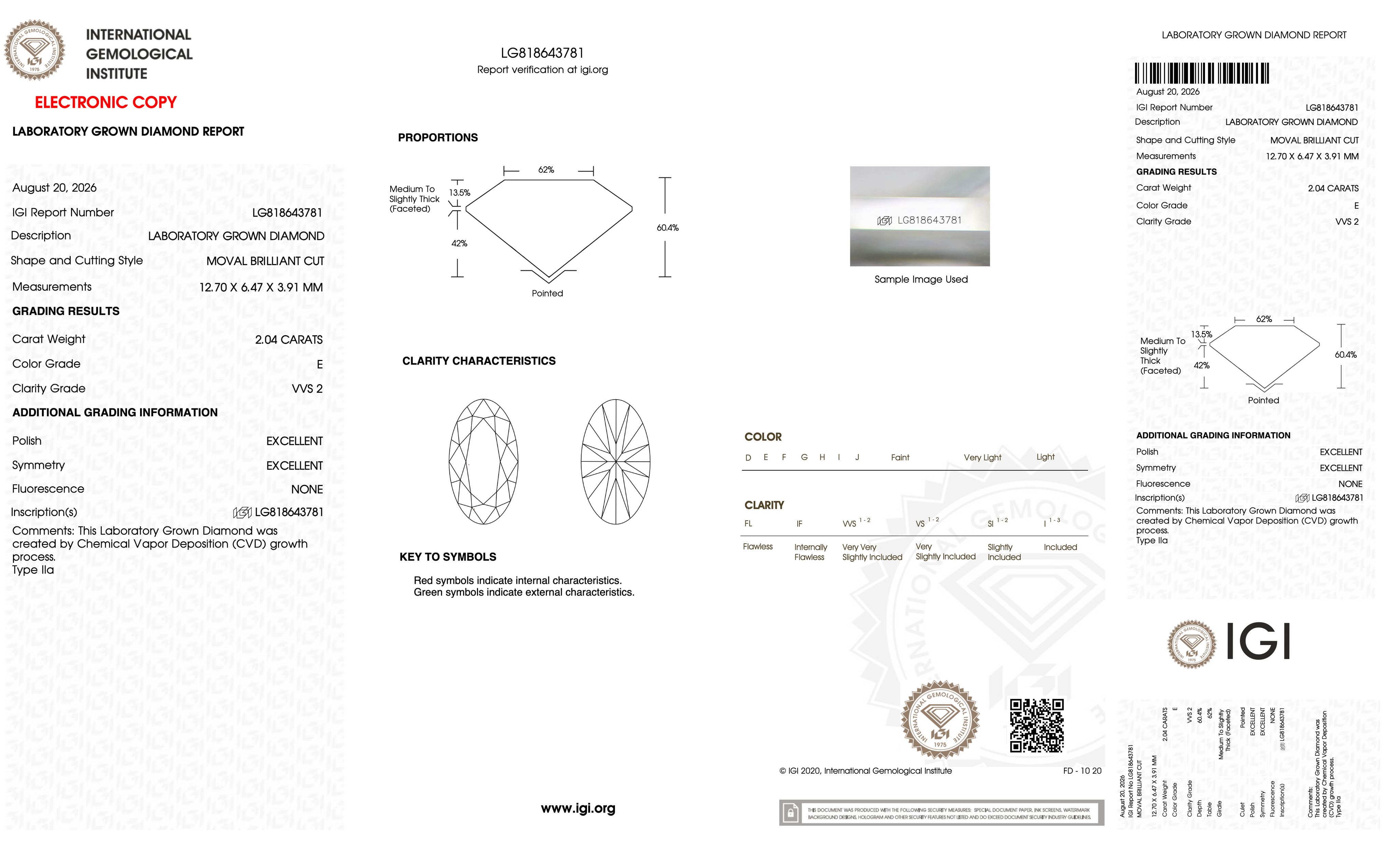 2.04 Carat E-VVS2 Moval Lab Grown Diamond - IGI (#128524)