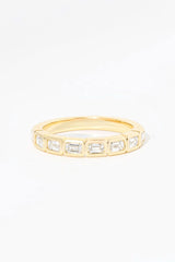 East-West Emerald Bezel Diamond Ring