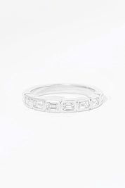 East - West Emerald Bezel Diamond Ring - PBD Rings