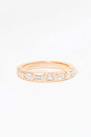 East - West Emerald Bezel Diamond Ring - PBD Rings