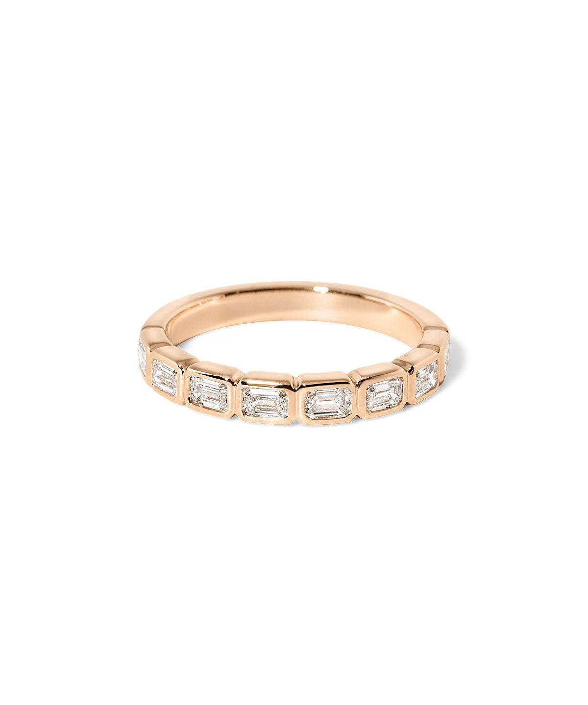 East - West Emerald Bezel Diamond Ring - PBD Rings