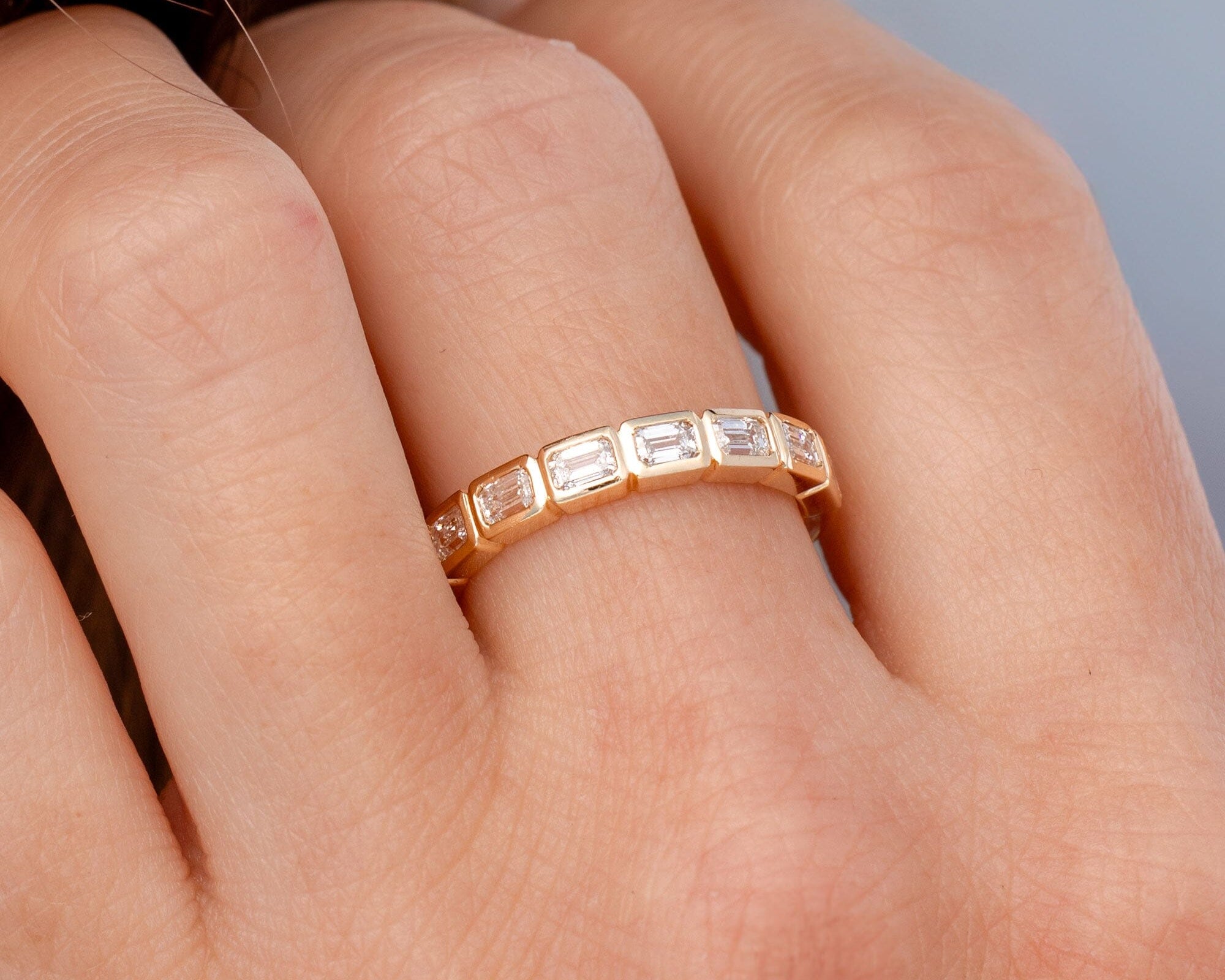 East West Emerald Bezel Ring Rings Princess Bride Diamonds 