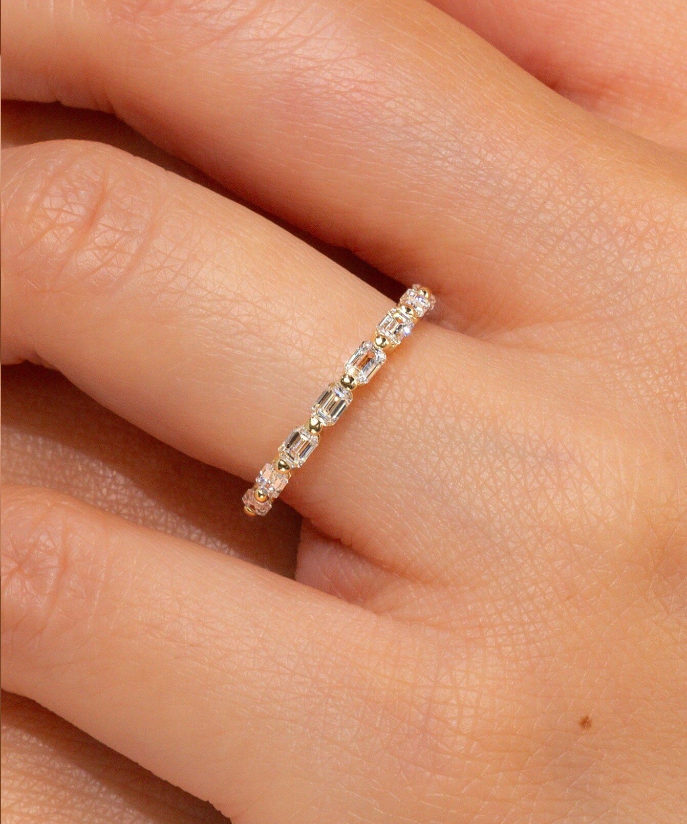 East-West Emerald Floating Diamond Ring Rings Princess Bride Diamonds 