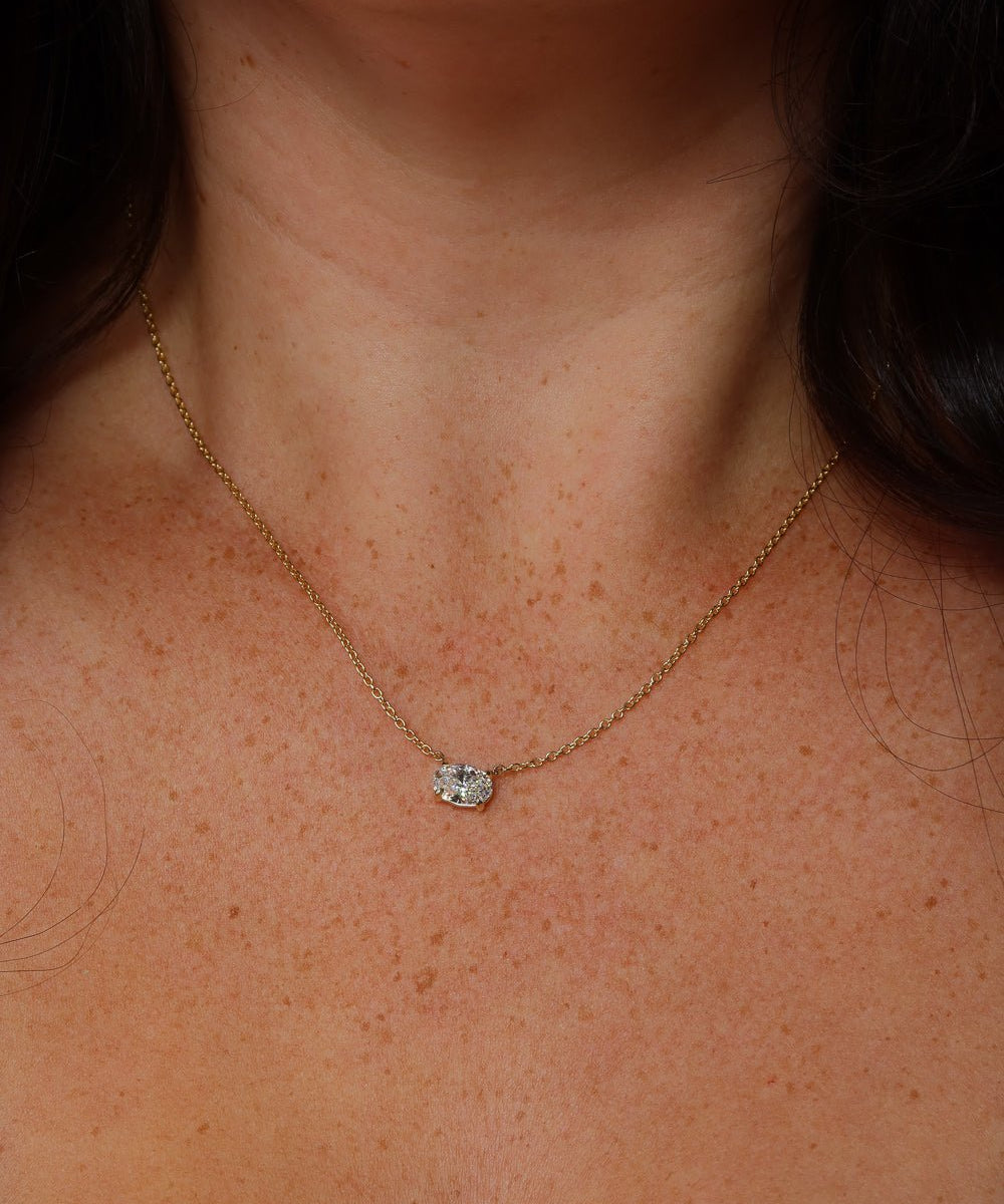 East West Oval Brandi Necklace | 1.01ct D-VVS2 Lab Diamond | 14K Yellow Gold - PBD Necklaces