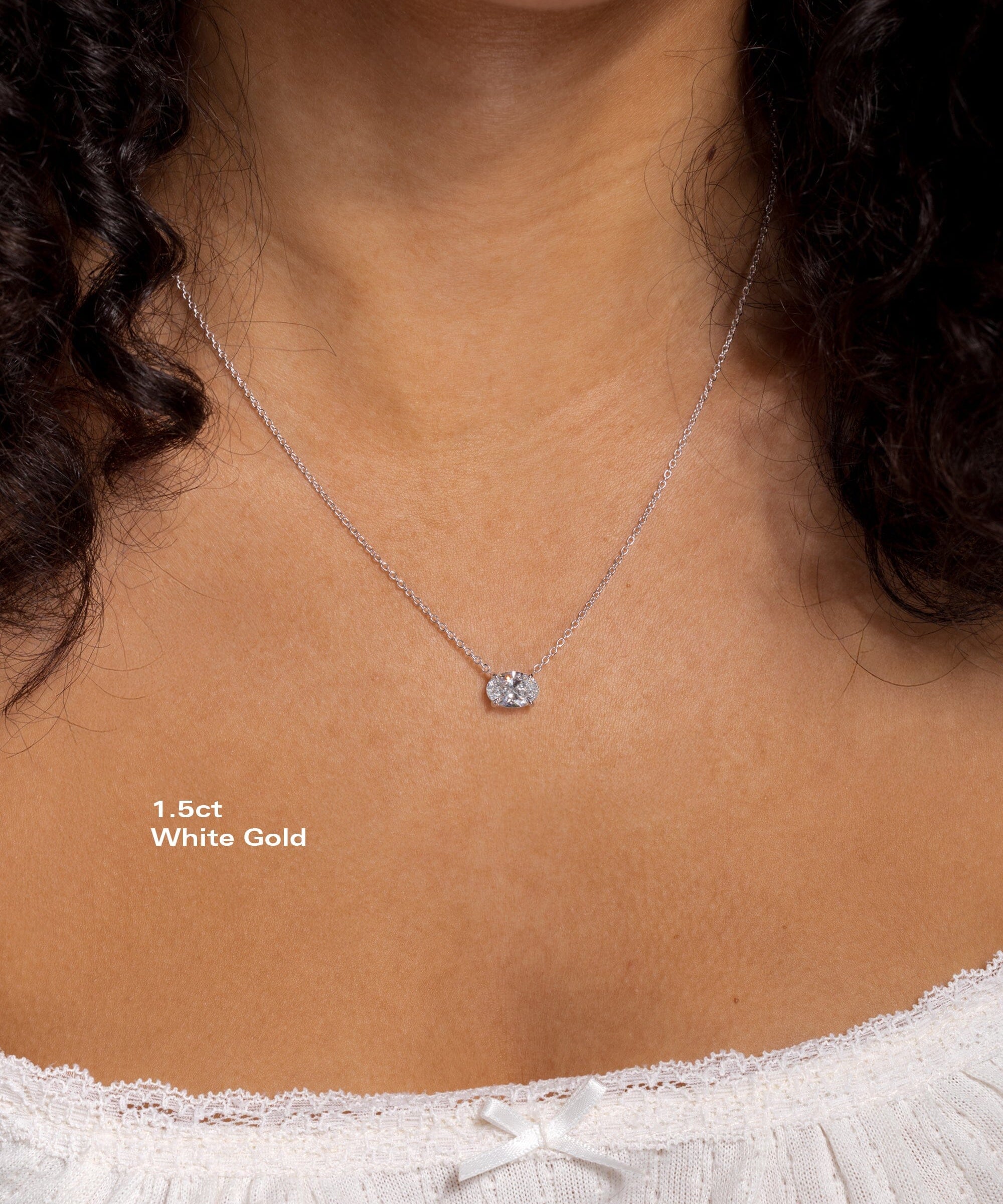 East West Oval Brandi Necklace Necklaces Princess Bride Diamonds 1.5ct 14K White Gold 