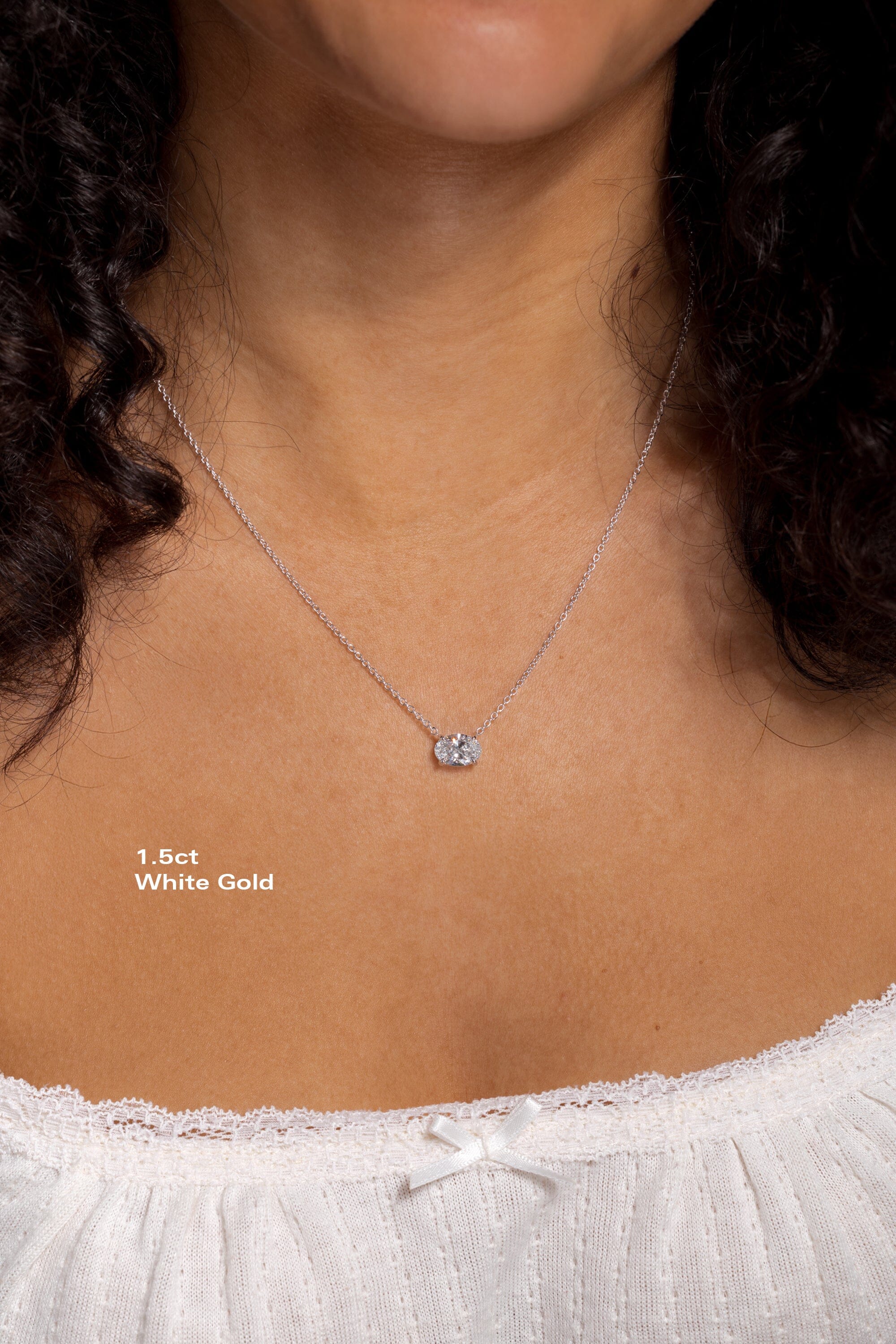 East West Oval Brandi Necklace Necklaces Princess Bride Diamonds 1.5ct 14K White Gold 