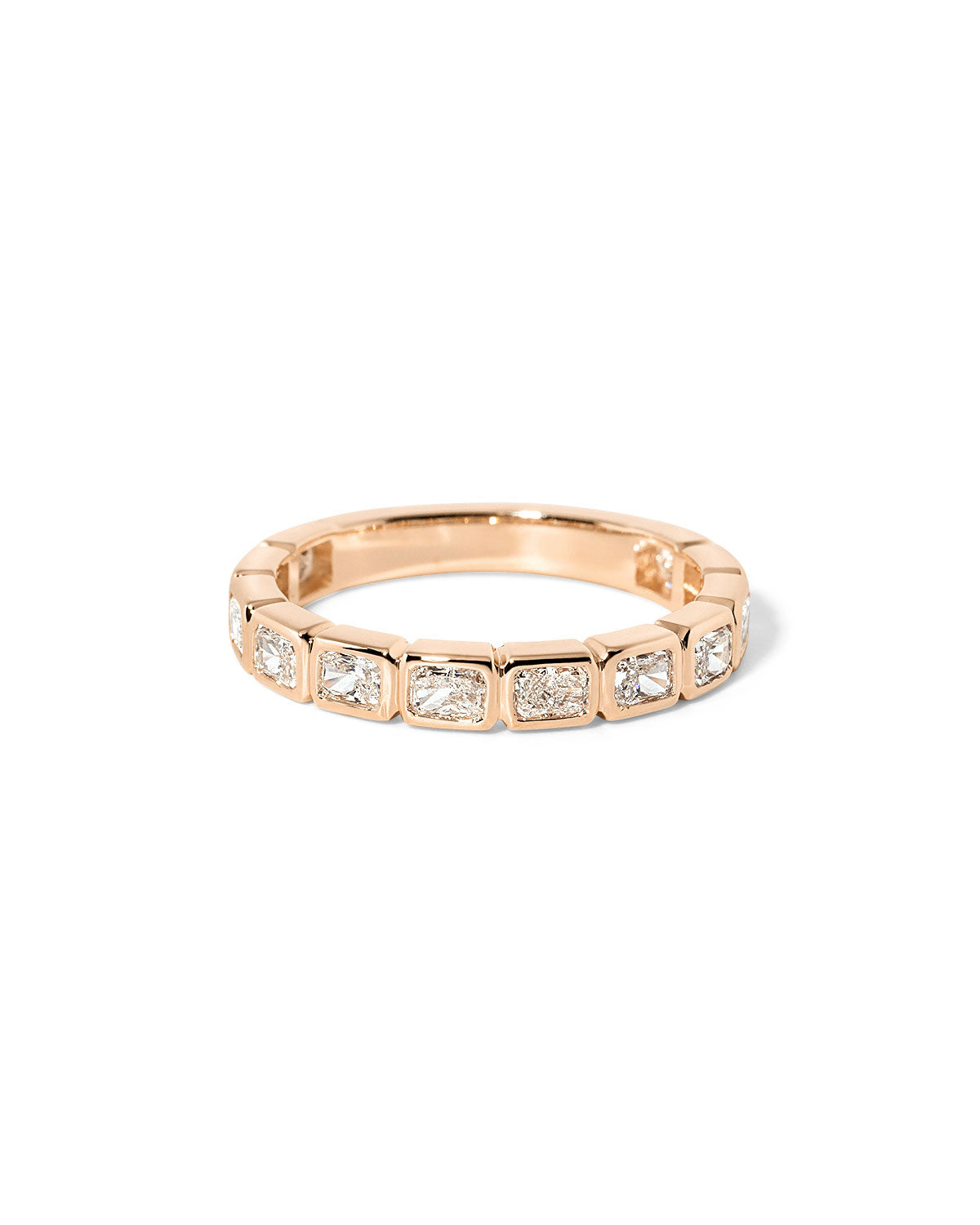 East-West Radiant Bezel Diamond Ring