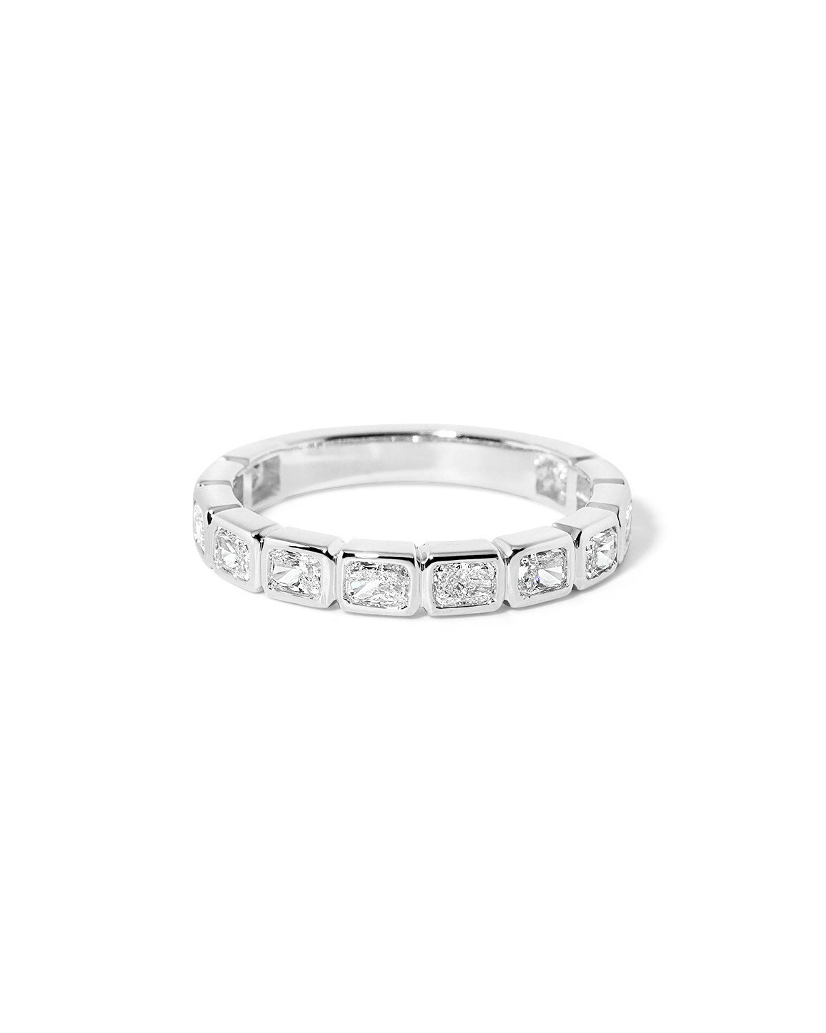 East-West Radiant Bezel Diamond Ring