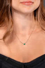 Ruby Double Diamond Halo Necklace