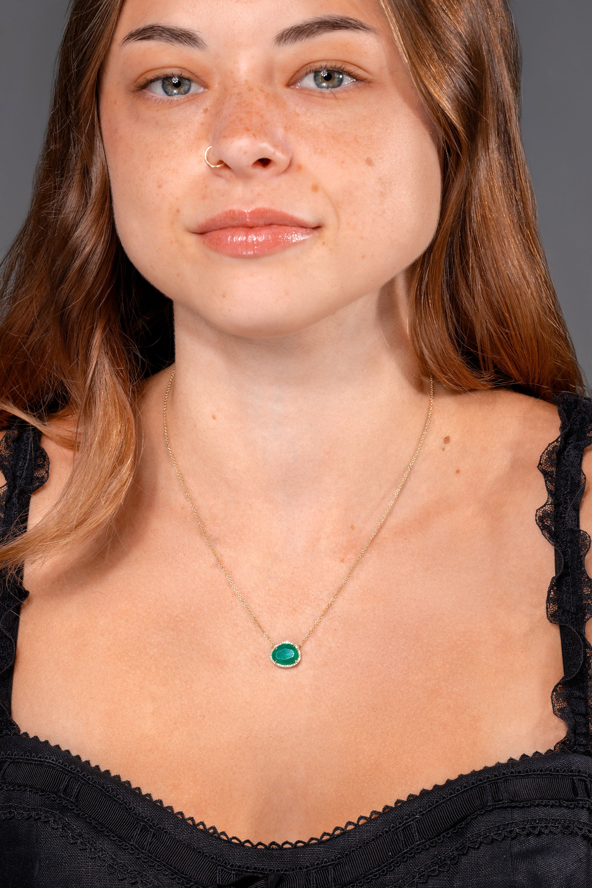 Freeform Emerald Necklace
