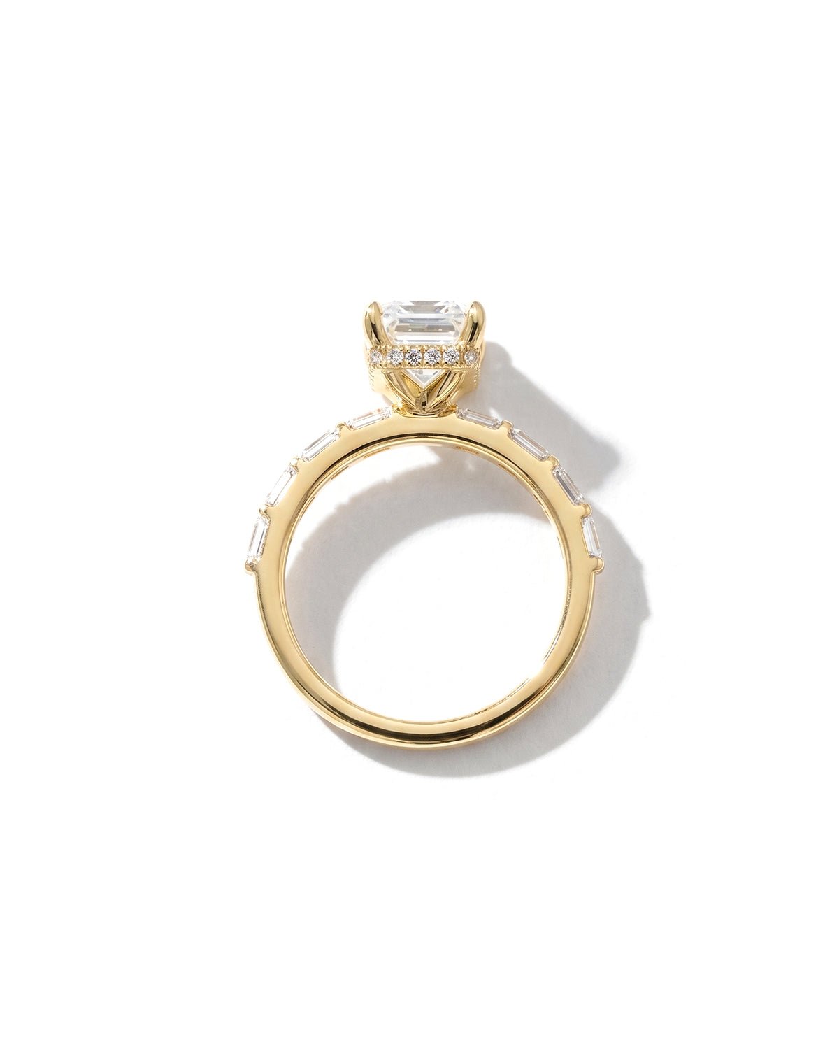 Emerald Lab Diamond East West Ring - PBD Engagement Rings