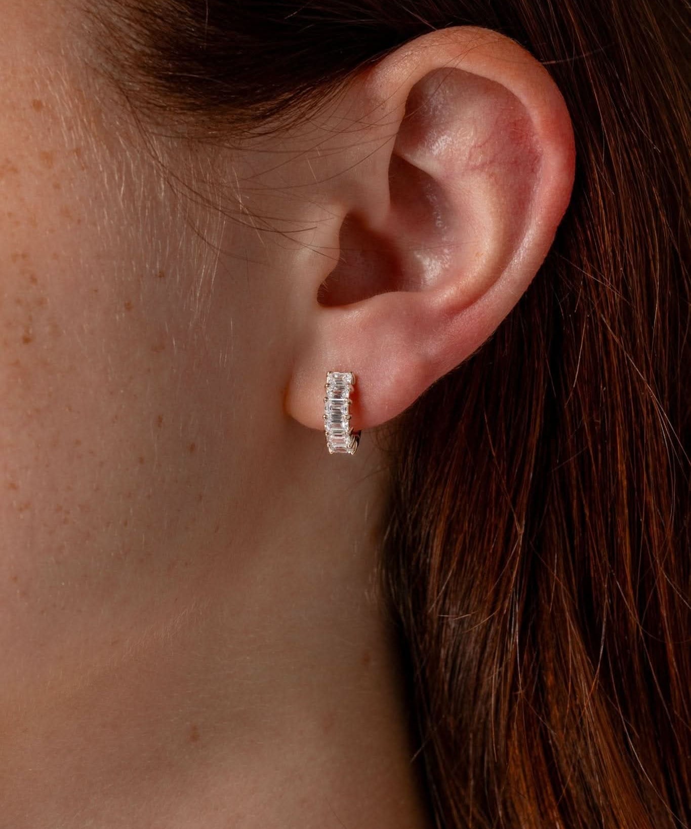 Emerald Lab Diamond Huggies Yellow Gold - PBD Earrings