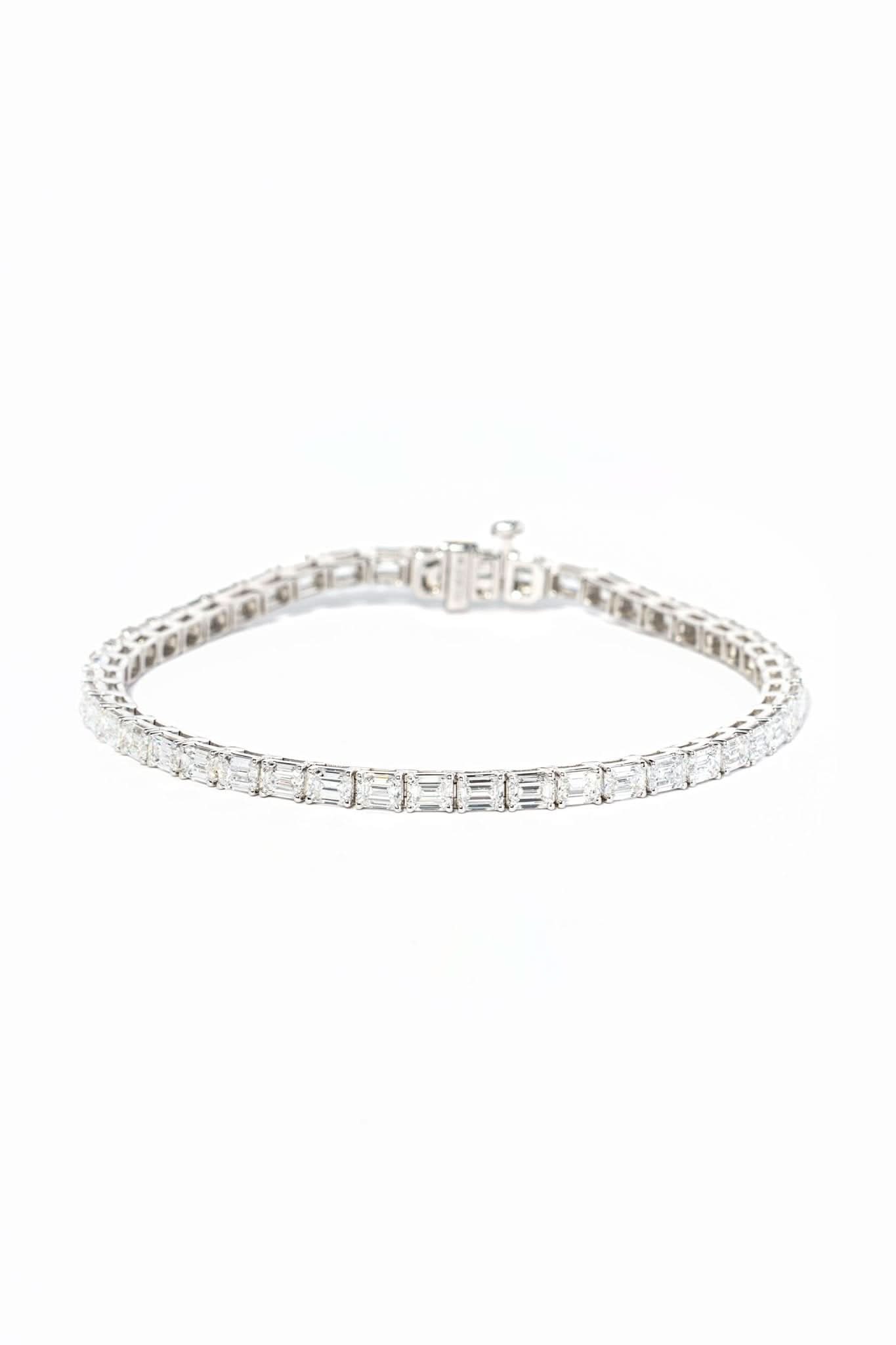 Emerald Lab Diamond Tennis Bracelet White Gold - PBD Bracelets