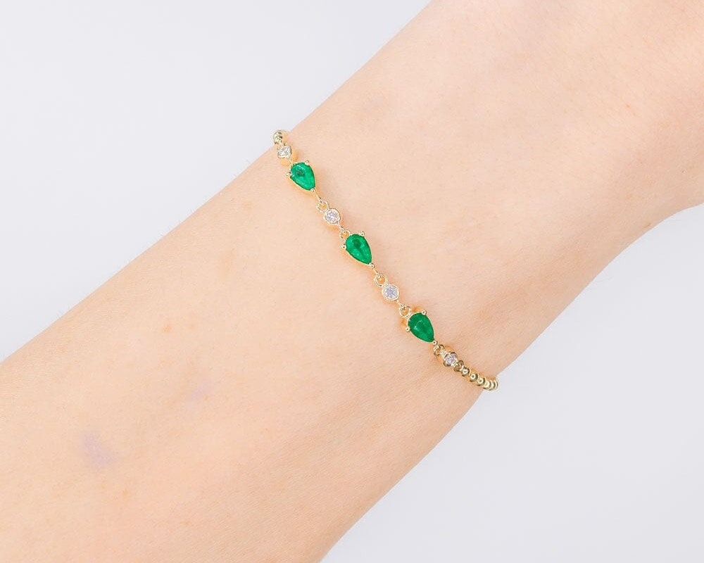 Emerald Pear & Round Diamond Beaded Bracelet Bracelets Princess Bride Diamonds 
