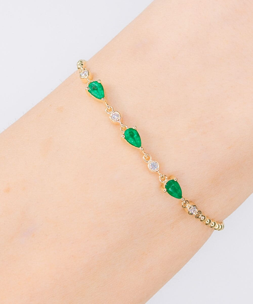 Emerald Pear & Round Diamond Beaded Bracelet Bracelets Princess Bride Diamonds 