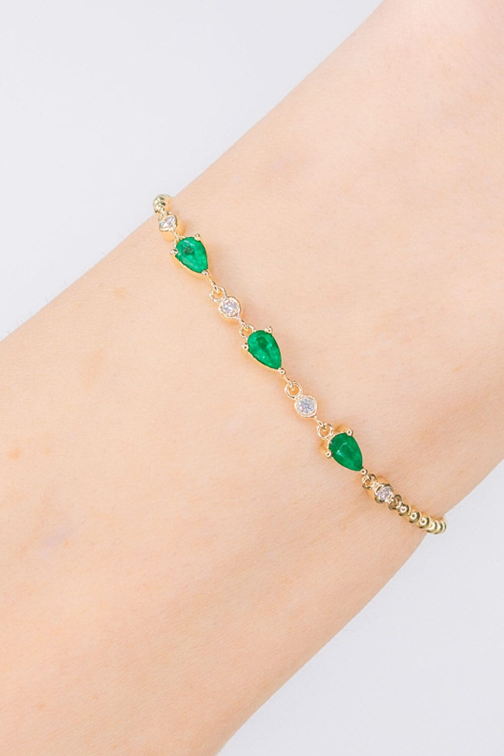 Emerald Pear & Round Diamond Beaded Bracelet Bracelets Princess Bride Diamonds 