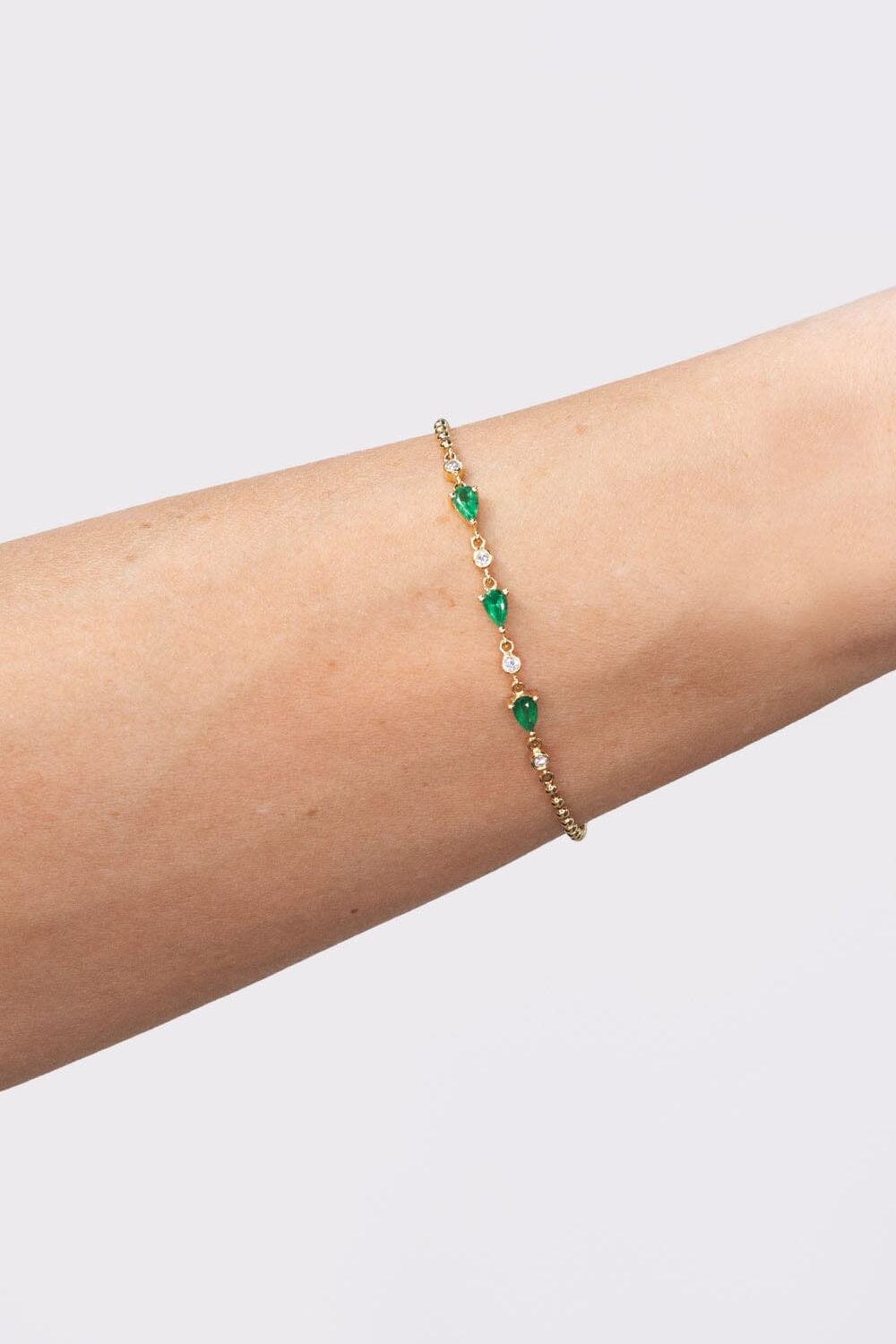 Emerald Pear & Round Diamond Beaded Bracelet Bracelets Princess Bride Diamonds 