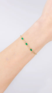 Emerald Pear & Round Diamond Beaded Bracelet - PBD Bracelets
