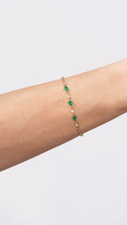 Emerald Pear & Round Diamond Beaded Bracelet - PBD Bracelets