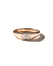 East West Emerald Signet Ring