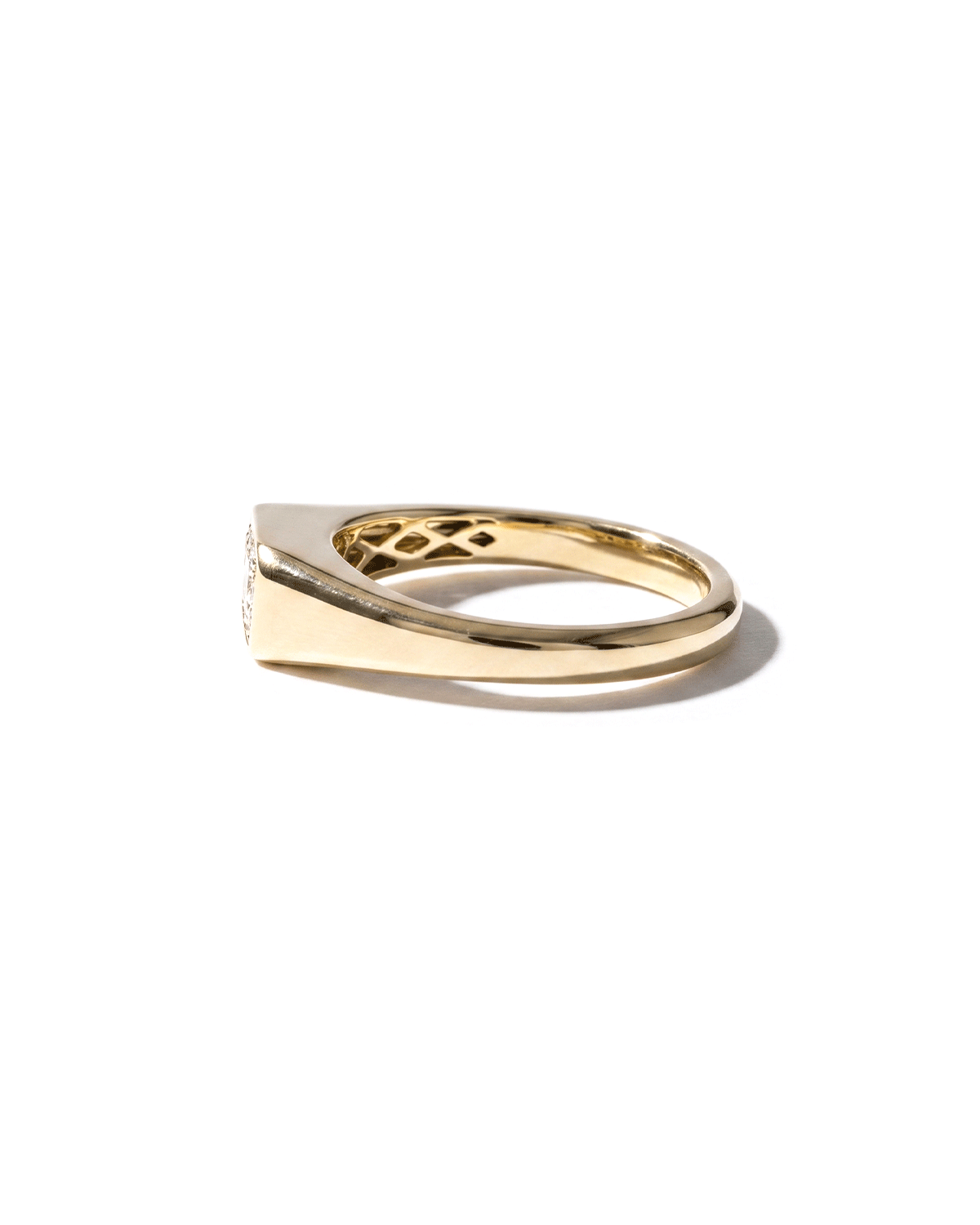 East West Emerald Signet Ring
