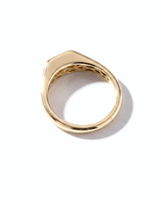 East West Emerald Signet Ring