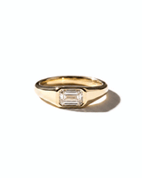East West Emerald Signet Ring