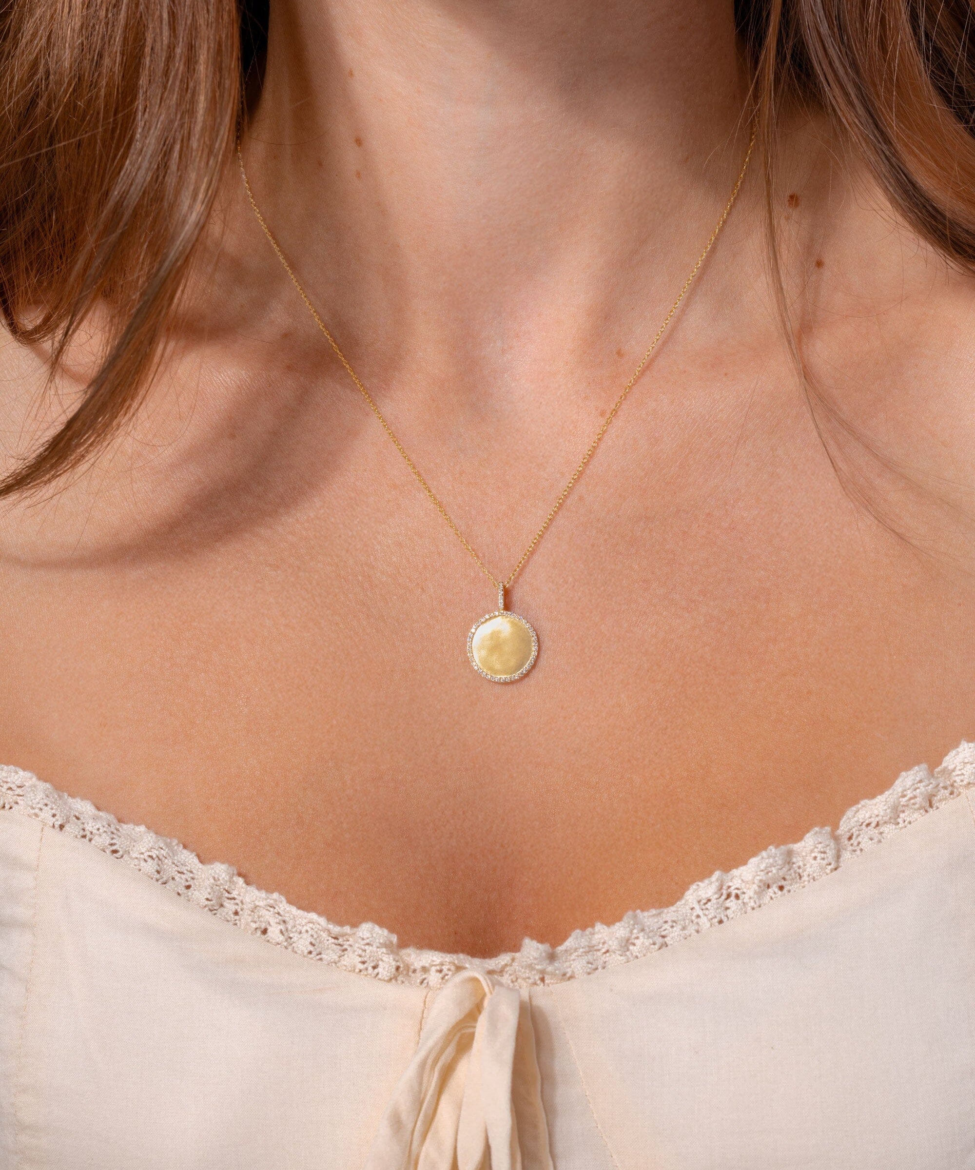 Engravable Diamond Border Pendant Necklaces Princess Bride Diamonds 