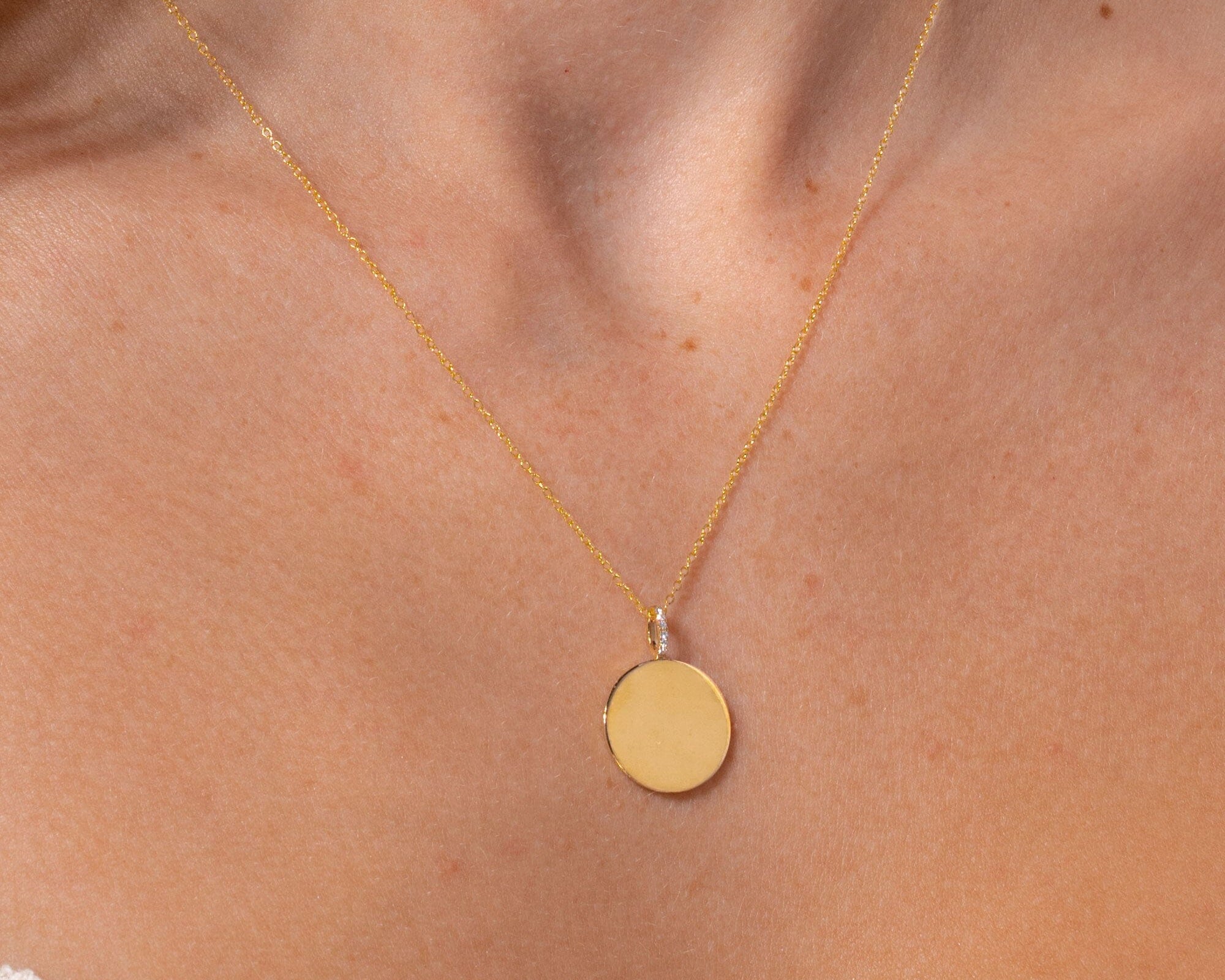 Engravable High Polish Gold Pendant with Diamond Bail Necklaces Princess Bride Diamonds 