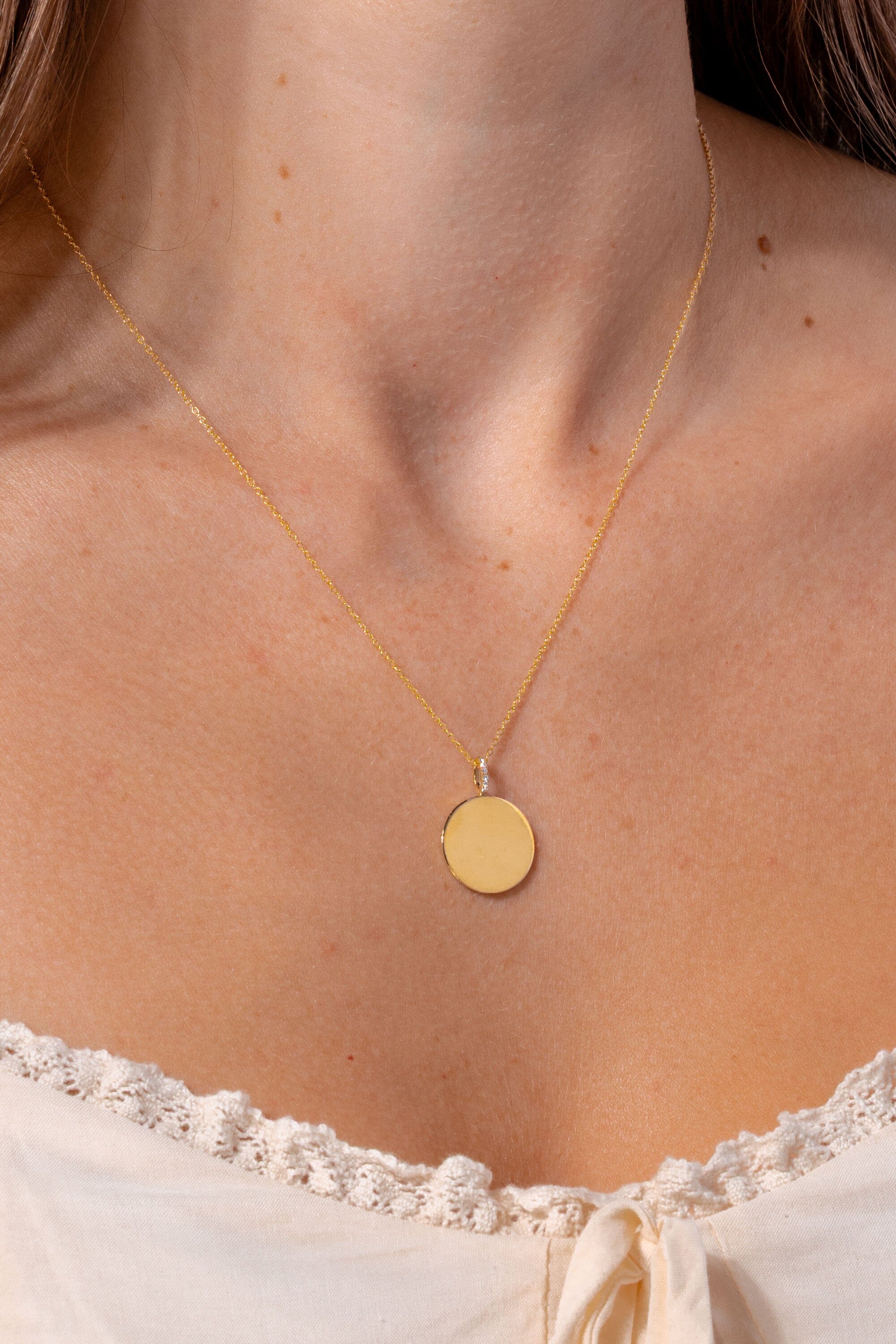 Engravable High Polish Gold Pendant with Diamond Bail Necklaces Princess Bride Diamonds 