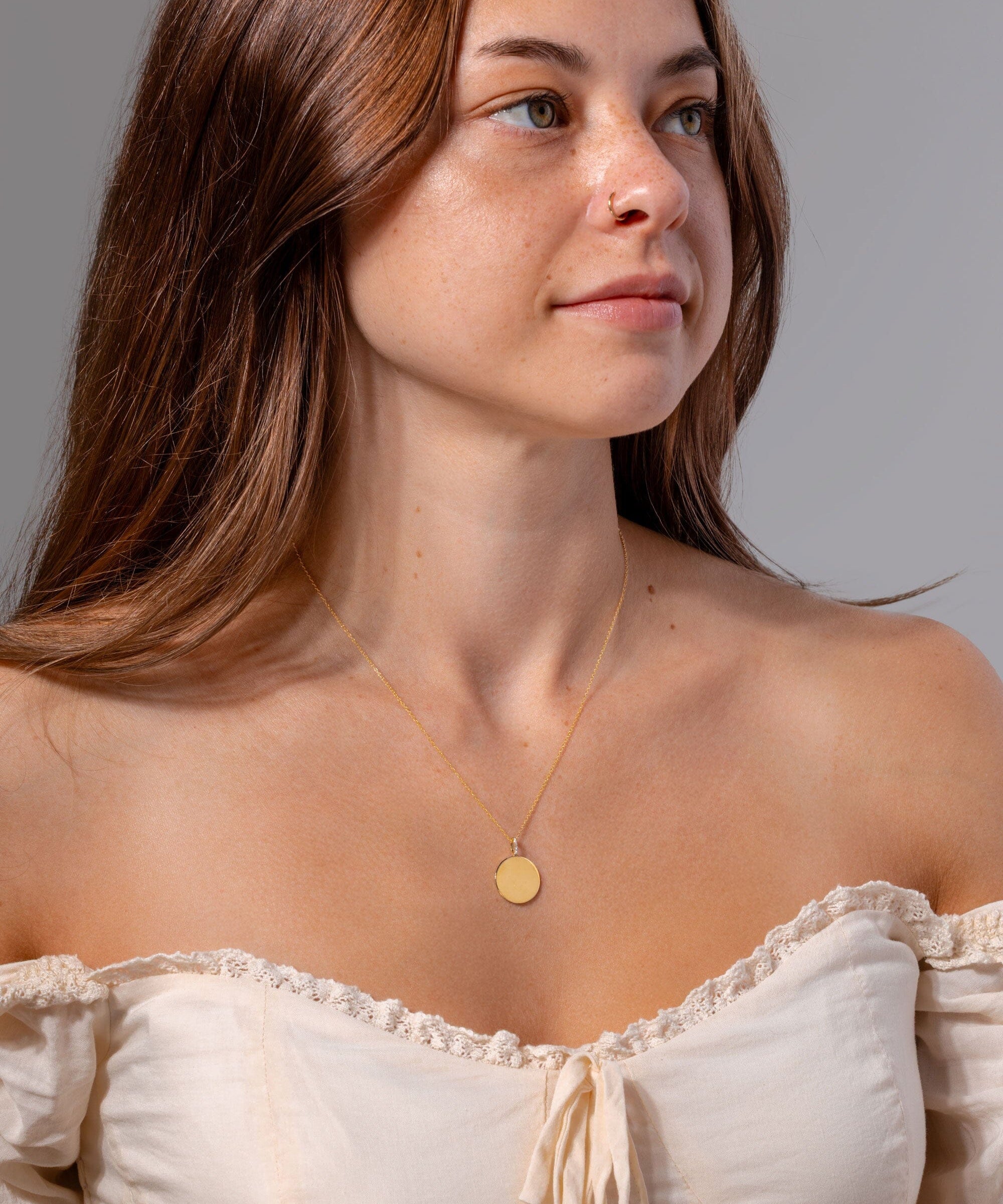 Engravable High Polish Gold Pendant with Diamond Bail Necklaces Princess Bride Diamonds 