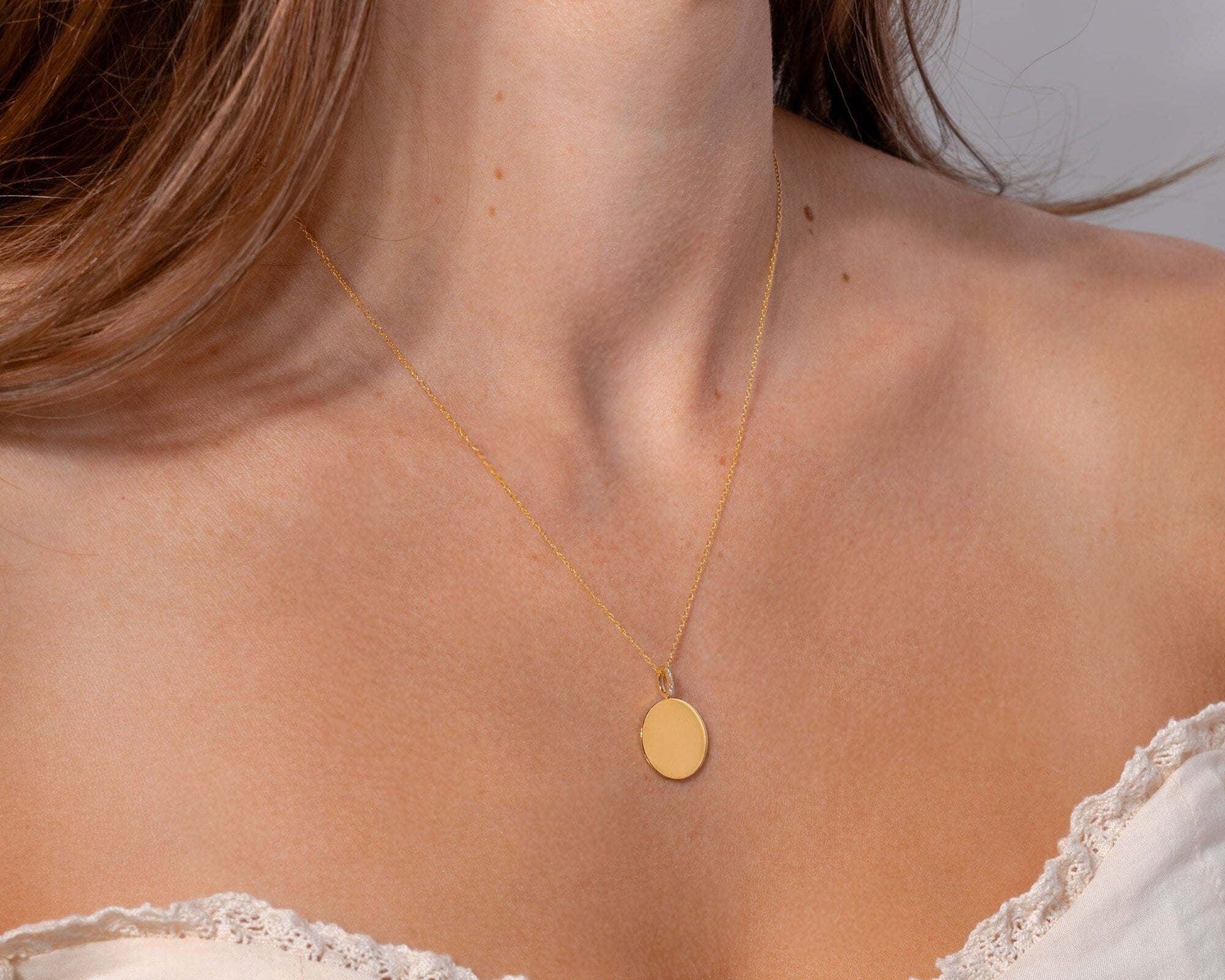 Engravable High Polish Gold Pendant with Diamond Bail Necklaces Princess Bride Diamonds 