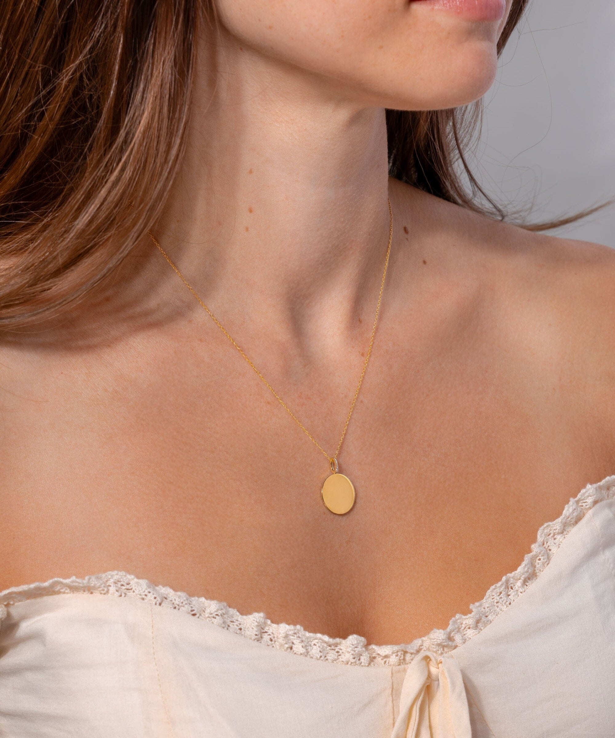 Engravable High Polish Gold Pendant with Diamond Bail Necklaces Princess Bride Diamonds 