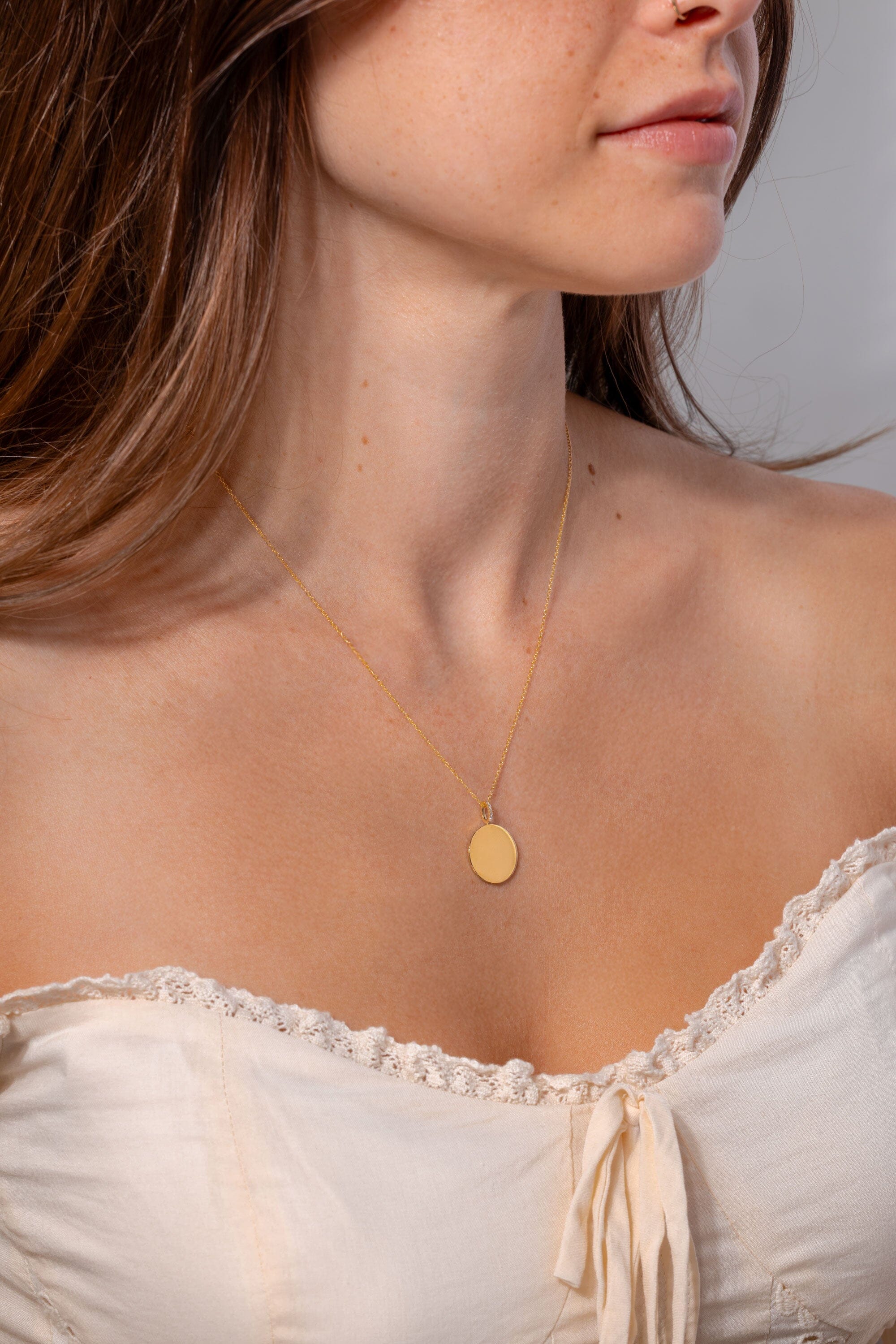Engravable High Polish Gold Pendant with Diamond Bail Necklaces Princess Bride Diamonds 