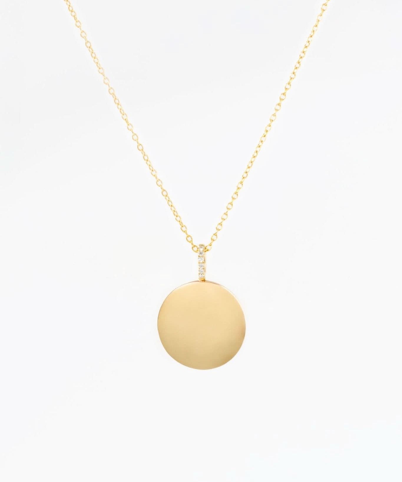 Engravable High Polish Gold Pendant with Diamond Bail - PBD Necklaces