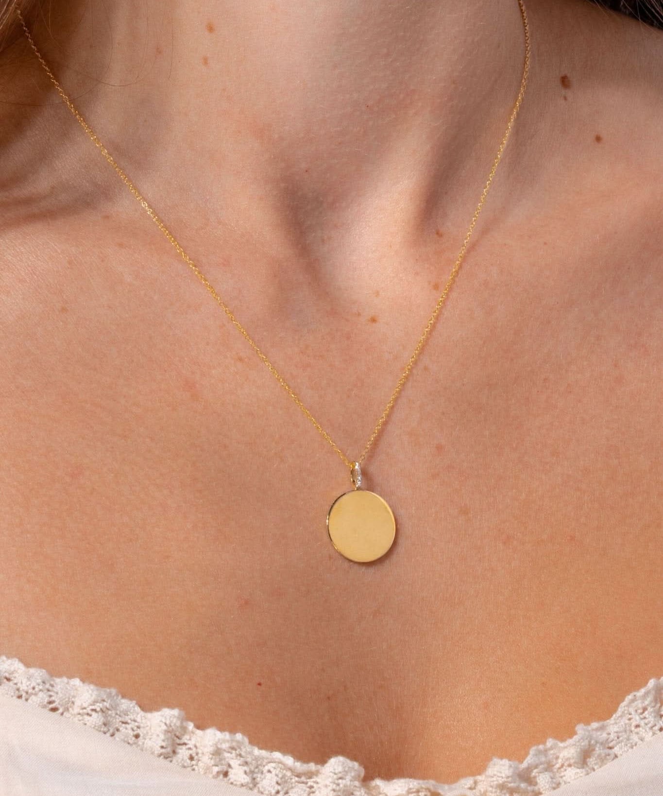 Engravable High Polish Gold Pendant with Diamond Bail - PBD Necklaces