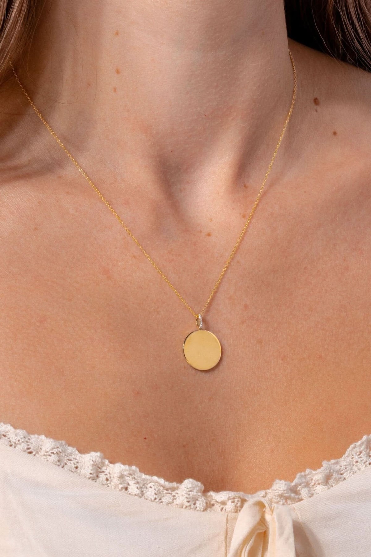 Engravable High Polish Gold Pendant with Diamond Bail - PBD Necklaces