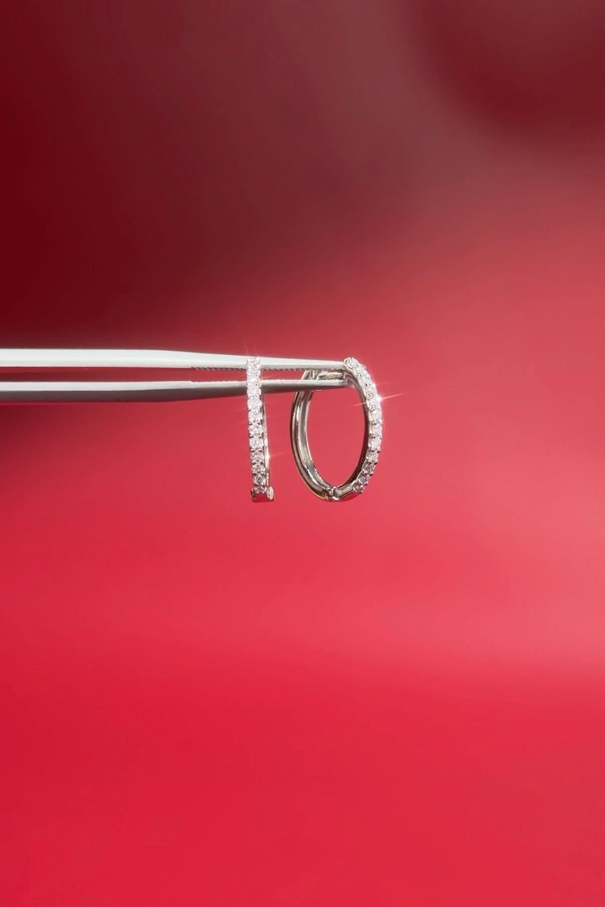 Extra - Fine 13mm Pavé Hoops White Gold - PBD Earrings