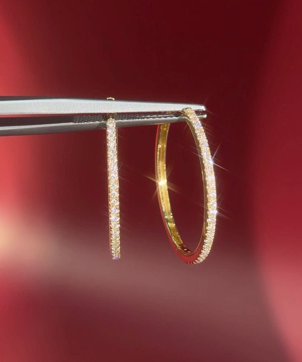 Extra - Fine 25mm Pavé Hoops Yellow Gold - PBD Earrings