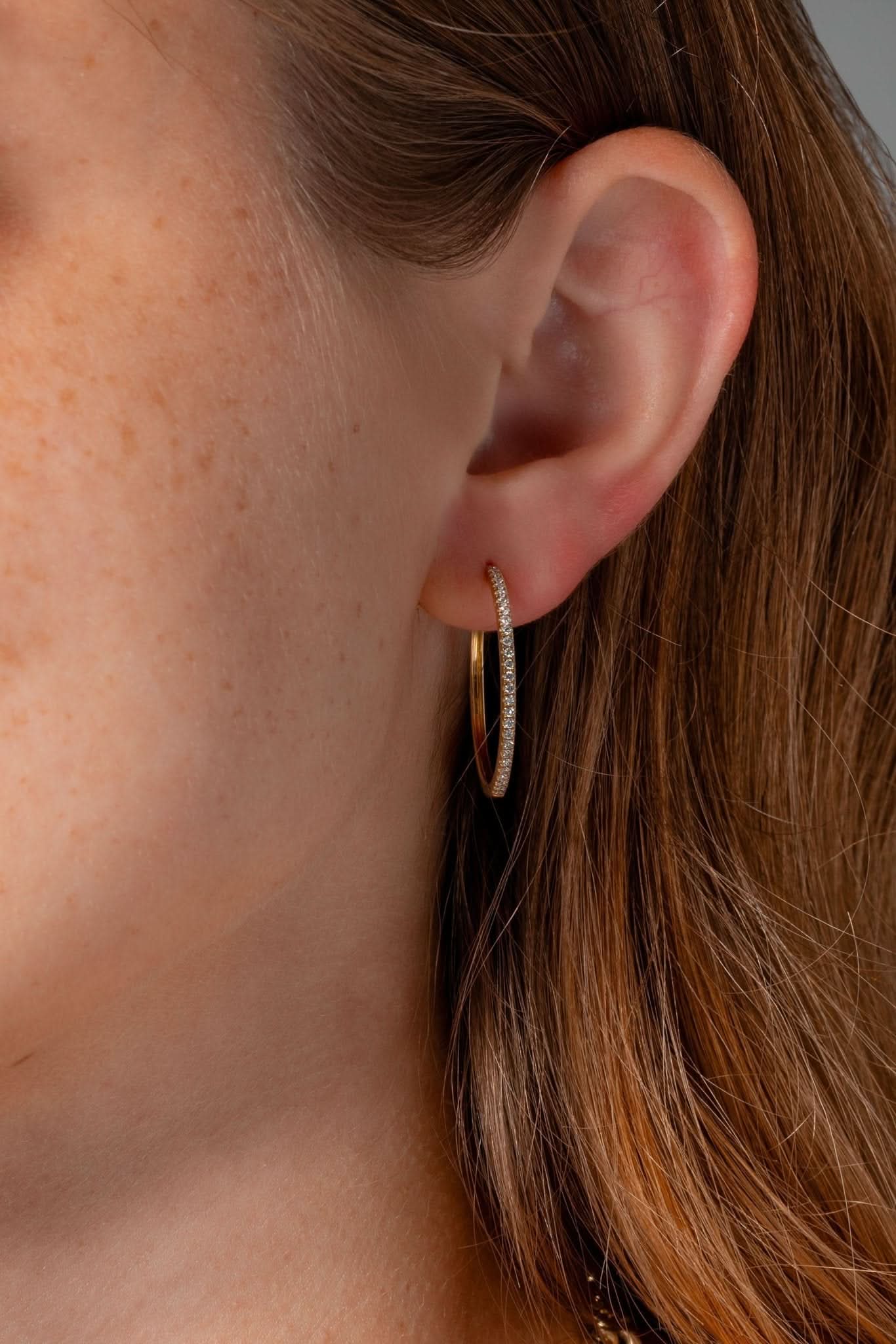 Extra - Fine 25mm Pavé Hoops Yellow Gold - PBD Earrings