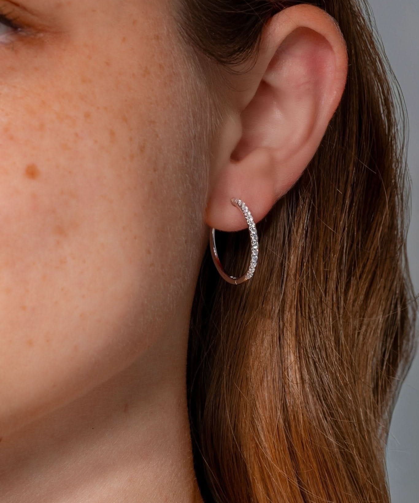 Fine 20mm Pavé Hoops White Gold - PBD Earrings