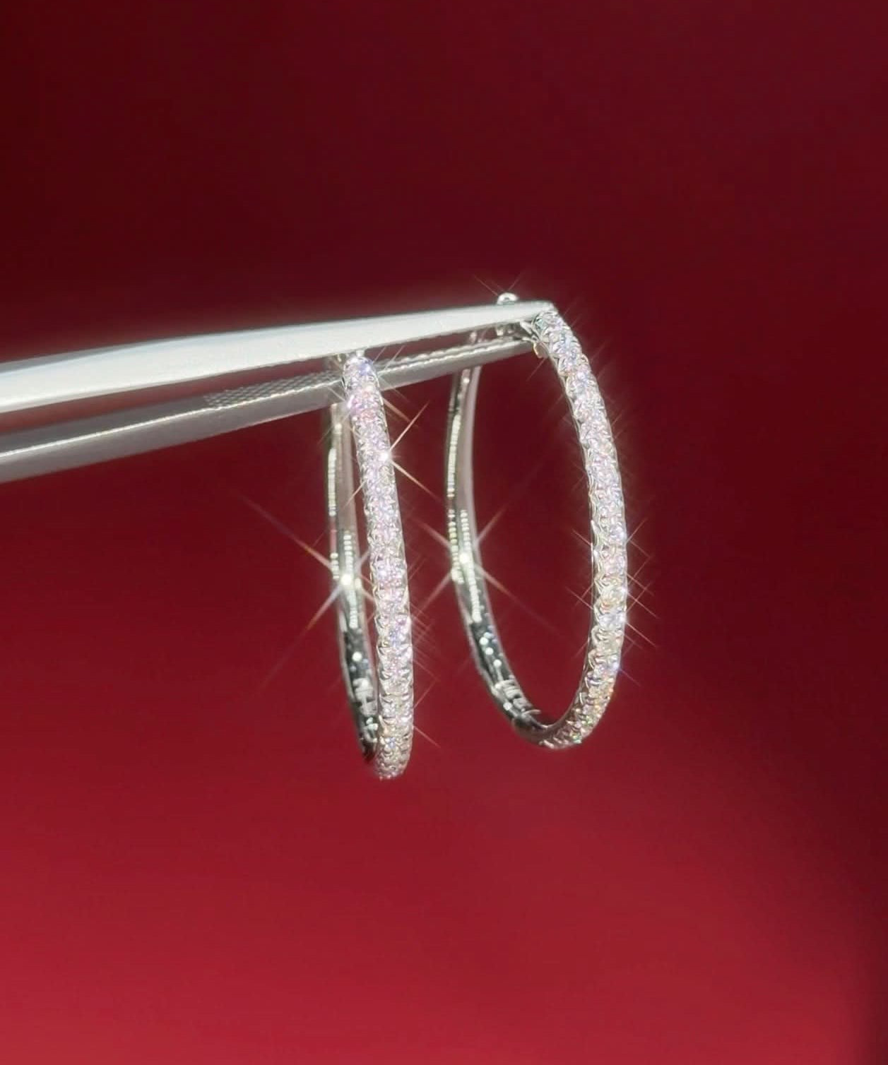 Fine 25mm Pavé Hoops White Gold - PBD Earrings