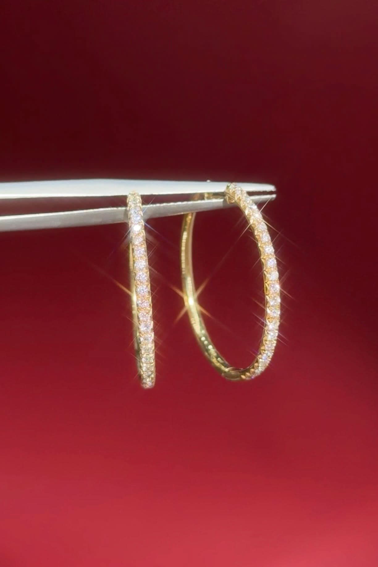 Fine 25mm Pavé Hoops Yellow Gold - PBD Earrings