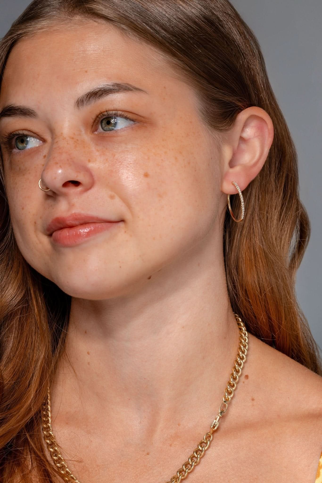 Fine 25mm Pavé Hoops Yellow Gold - PBD Earrings