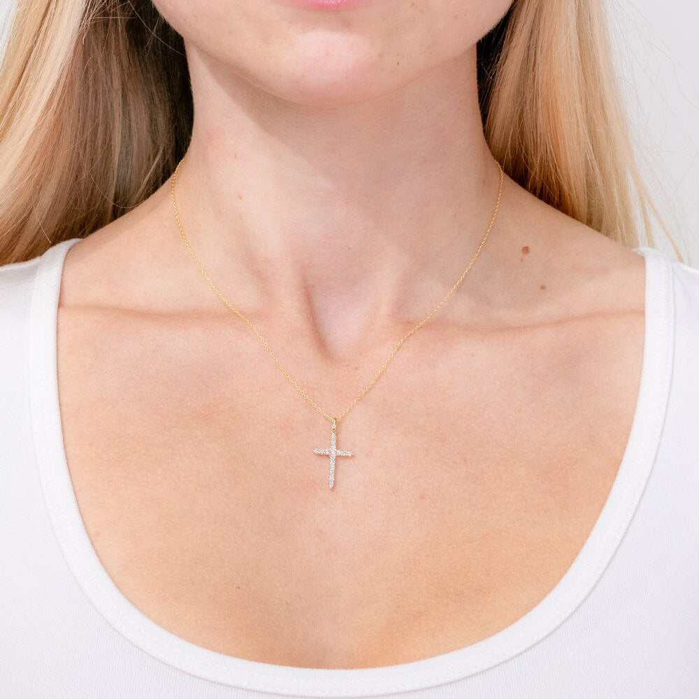 Floating Diamond Cross 14k Yellow Gold Necklaces Princess Bride Diamonds 