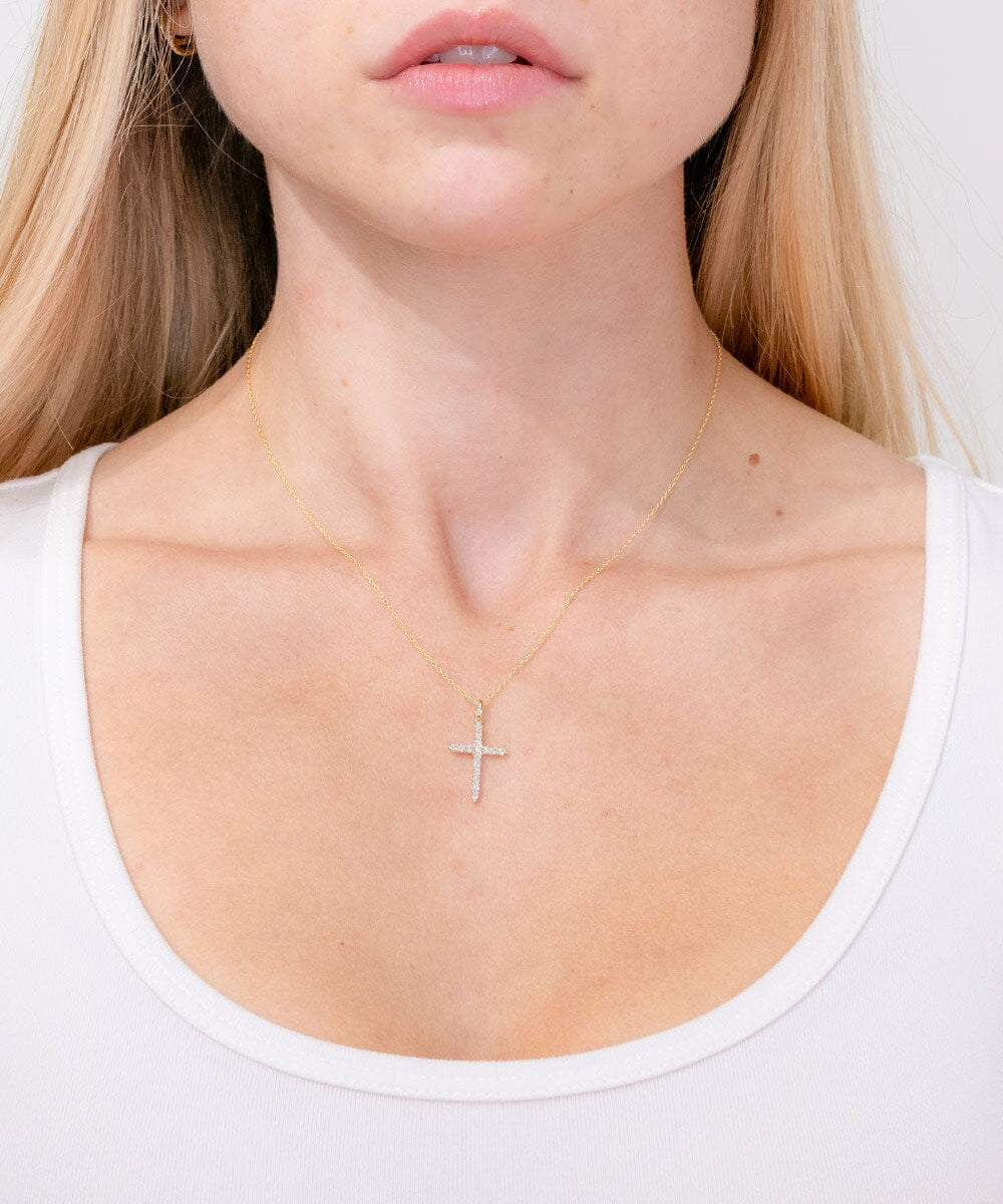 Floating Diamond Cross 14k Yellow Gold Necklaces Princess Bride Diamonds 