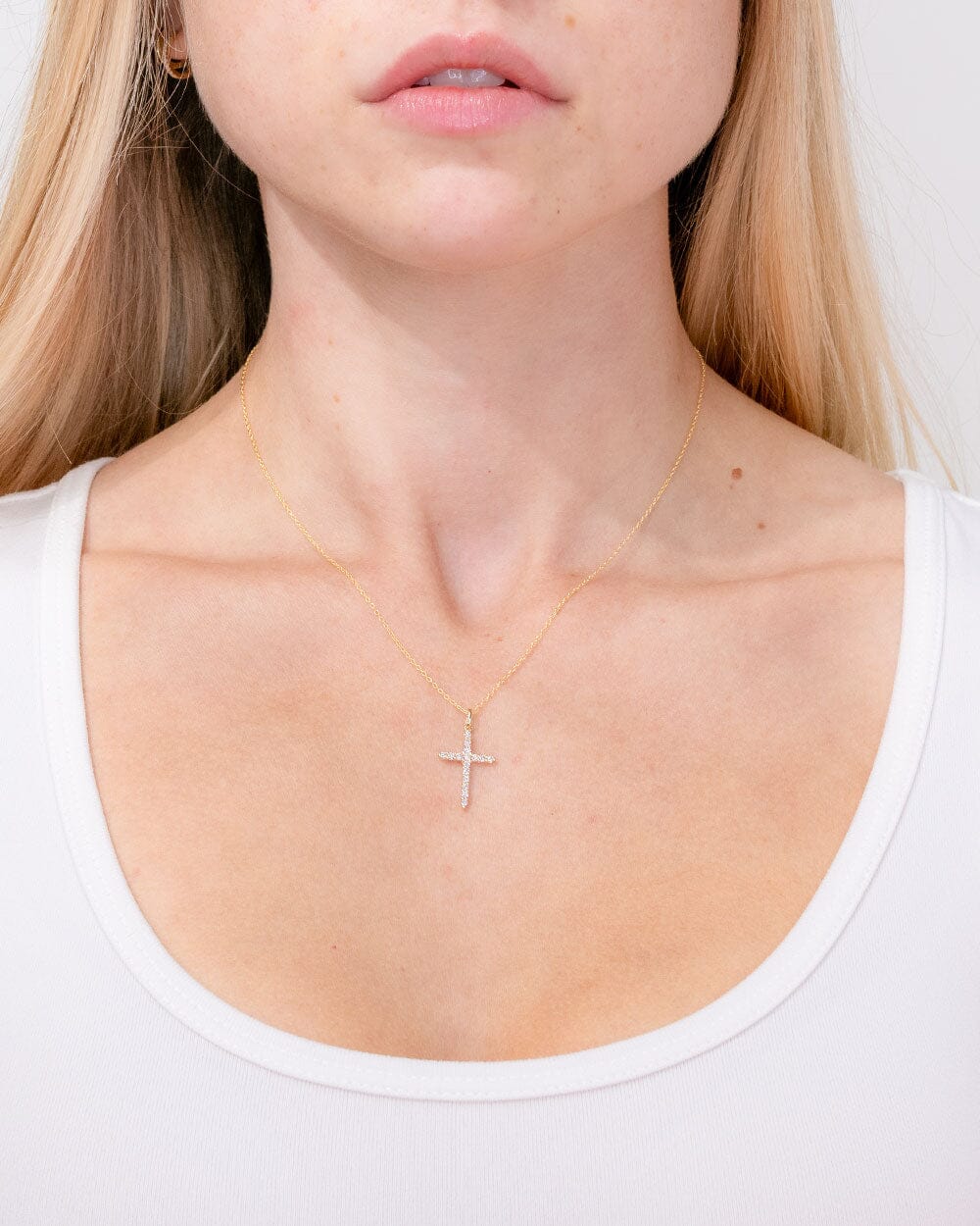 Floating Diamond Cross 14k Yellow Gold Necklaces Princess Bride Diamonds 