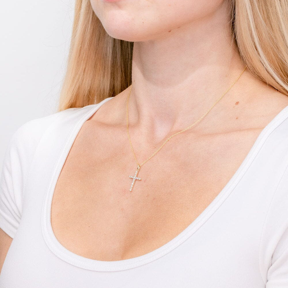 Floating Diamond Cross 14k Yellow Gold Necklaces Princess Bride Diamonds 