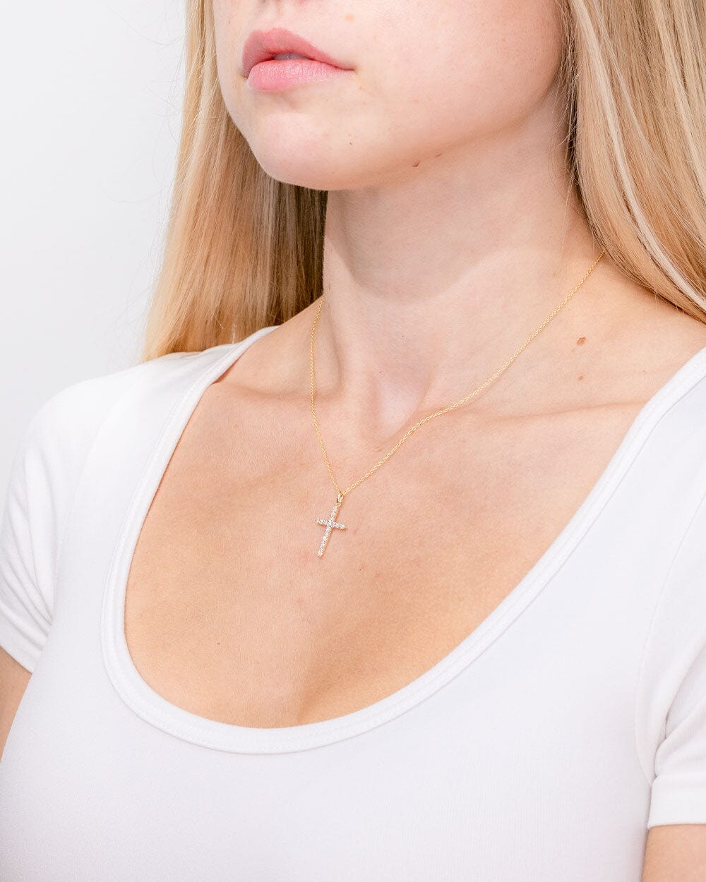 Floating Diamond Cross 14k Yellow Gold Necklaces Princess Bride Diamonds 