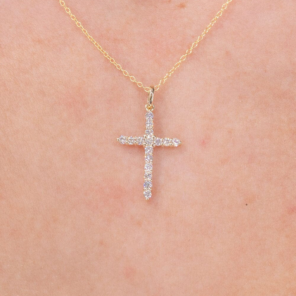 Floating Diamond Cross 14k Yellow Gold Necklaces Princess Bride Diamonds 